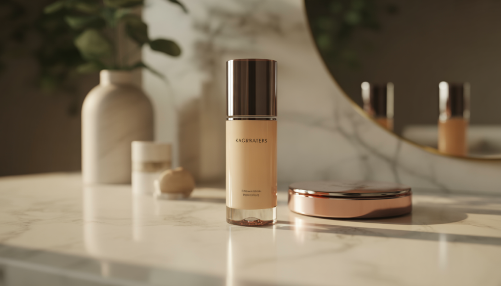 Produit de soin élégant sur un comptoir en marbre avec éclairage naturel